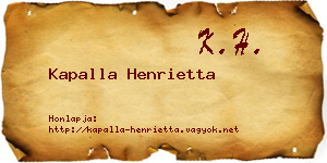 Kapalla Henrietta névjegykártya